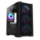 Vida Cyclone Black ARGB Gaming Case w/ Glass Window, Micro ATX, 4x ARGB Fans, Grill/Mesh Front