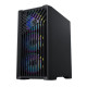 Vida Cyclone Black ARGB Gaming Case w/ Glass Window, Micro ATX, 4x ARGB Fans, Grill/Mesh Front