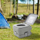 10L Portable Travel Toilet Outdoor Camping Picnic with 2 Detachable Tanks &amp; Push-button Operation, Grey