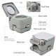 10L Portable Travel Toilet Outdoor Camping Picnic with 2 Detachable Tanks &amp; Push-button Operation, Grey