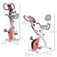 2-in-1 Folding Exercise Bike with 8-Level Magnetic Resistance, Arm Resistance Band, Pulse Sensor, Pink