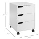 3 Drawer Mobile File Cabinet, Vertical Filing Cabinet with Wheels for Home Office, White