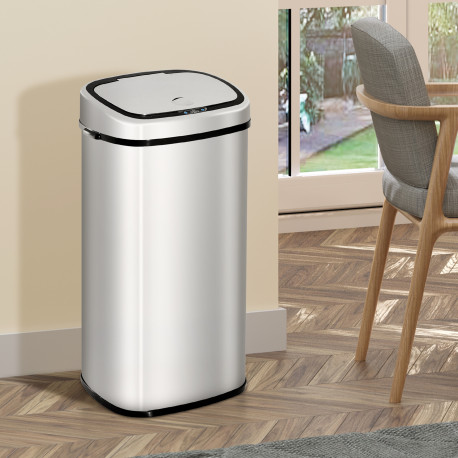 68L Sensor Dustbin Stainless Steel Automatic Kitchen Waste Bin Silver