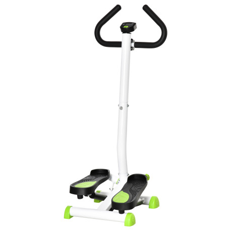 Twister Stepper, Step Machine Aerobic Exercise Workout Machine with Adjustable Resistance, LCD Screen & Handlebars, White