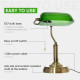 Banker&#039;s Desk Lamp with Antique Bronze Tone Base, Table Lamp with Green Glass Shade for Home Office, Green