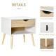 Bedside Table with Drawer and Shelf, Modern Nightstand, End Table for Bedroom, Living Room, White