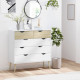 Nordic Style Chest of Drawers, 5 Drawer Dresser with 4 Tapered Legs and Groove Handles, Storage Organizer Side Cabinet for Bedro