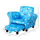 Toddler Chair Children&#039;s Armchairs Wood Frame w/ Footrest Anti-Slip Legs High Back Arms for Bedroom Playroom Cute Cloud Star Blu