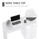 Computer Desk with Drawers, Dressing Table, High Gloss Home Office Writing Workstation, White