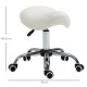 Cosmetic Stool 360° Rotate Height Adjustable Salon Massage Spa Chair Hydraulic Rolling Faux Leather Saddle Stool, Cream