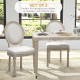 Set of Two French Style Wooden Dining Chairs - Cream White