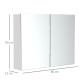 Double Door Wall Mounted Glass Mirror Cabinet Modern Storage Unit Bathroom Shelf Organiser Waterproof Wooden Frame 80Wx15Dx60H(c