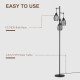 170cm Industrial 3-Light Floor Lamp, Dimmable Standing Lamp with Steel Lampshades for Living Room, Bedroom, Dinging Room, Study,