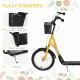 Kids Scooter Teen Ride On Children Scooter with Adjustable Handlebar 2 Brakes Basket Cupholder Mudguard 16&quot; Inflatable Rubber Ty