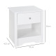 Bedside Table, Nightstand with Drawer and Open Shelf, End Table for Living room, Bedroom, Set of 2, White