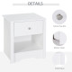 Bedside Table, Nightstand with Drawer and Open Shelf, End Table for Living room, Bedroom, Set of 2, White