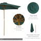 Outsunny 2.5m Wood Garden Parasol Sun Shade Patio Outdoor Wooden Umbrella Canopy Green