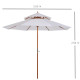 Outsunny 2.7m Elegant Wooden Frame Parasol Umbrella - Cream White