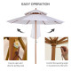 Outsunny 2.7m Elegant Wooden Frame Parasol Umbrella - Cream White