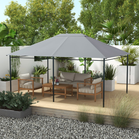 Outsunny 3 x 4m Gazebo Canopy Replacement Cover, Gazebo Roof Replacement (TOP COVER ONLY), Light Grey