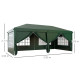 Outsunny 3 x 6m Pop-Up Gazebo, with Curtain Walls and Windows - Dark Green