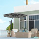 Outsunny 3(m) Convertible Cantilever Parasol and Centre-post Garden Parasol with Cross Base, 360° Rotation Banana Parasol with C