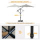 Outsunny 3(m) Convertible Cantilever Parasol and Centre-post Garden Parasol with Cross Base, 360° Rotation Banana Parasol with C