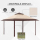 Outsunny 4 x 4m Pop-up Gazebo Double Roof Canopy Tent with UV Proof, Roller Bag &amp; Adjustable Legs Outdoor Party, Steel Frame, Co