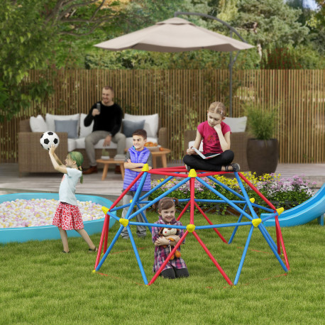 Outsunny 6 FT Toddler Outdoor Climbing Frame, with Rust and UV-Resistant Steel, for 1-4 Kids Ages 3-8 Years - Multicoloured