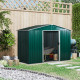 Outsunny 7.7 x 5.7ft Metal Garden Shed with Ventilation Slots and Sliding Doors, Galvanised Outdoor Tool Storage House, Green