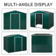 Outsunny 7.7 x 5.7ft Metal Garden Shed with Ventilation Slots and Sliding Doors, Galvanised Outdoor Tool Storage House, Green