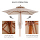 Outsunny 3 x 3 metre Patio Parasol Garden Umbrellas Sunshade Outdoor Wooden Parasol Canopy Double Tier, Beige, BASE NOT INCLUDED