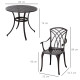 Outsunny 5 Pieces Outdoor Dining Table Set, Cast Aluminium Patio Conversation Furniture Set with 4 Armchairs, a Round Dining Tab