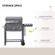 Outsunny Charcoal Grill BBQ Trolley with Adjustable Charcoal Grate, Garden Metal Smoker Barbecue with Shelf, Side Table, Wheels,