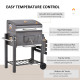 Outsunny Charcoal Grill BBQ Trolley with Adjustable Charcoal Grate, Garden Metal Smoker Barbecue with Shelf, Side Table, Wheels,