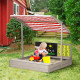 Outsunny Kids Wooden Sandpit, sandbox with canopy &amp; Seats, for Gardens - Grey