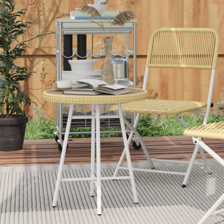 Outsunny Rattan Border Outdoor Side Table - Natural Wood Finish