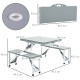 Outsunny Aluminium PP  4-Seater Portable Picnic Table and Bench Set Silver