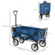 Outsunny 90L Folding Garden Trolley Cart Pull Along Wagon with Telescopic Handle for Beach Camping Festival - Navy Blue