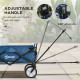 Outsunny 90L Folding Garden Trolley Cart Pull Along Wagon with Telescopic Handle for Beach Camping Festival - Navy Blue