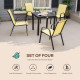 Outsunny 4 Pieces Garden Chairs, Stackable Outdoor Chairs with High Backrest and Armrest, Breathable Mesh Fabric Dining Chair Se