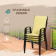 Outsunny 4 Pieces Garden Chairs, Stackable Outdoor Chairs with High Backrest and Armrest, Breathable Mesh Fabric Dining Chair Se