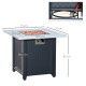 Outsunny Square Propane Gas Fire Pit Table, 40000 BTU Rattan Smokeless Firepit Patio Heater with Lava Rocks and Lid, 71cm x 71cm