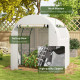 Outsunny Walk in Polytunnel Greenhouse, Green House for Garden with Roll-up Window and Door, 1.8 x 1.8 x 2 m, White