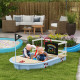 Outsunny Wooden Kids Sandbox, Pirate Ship Design - Blue