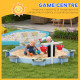 Outsunny Wooden Sandbox, Outdoor Sand Pit, with Six Seats, Accessories, for Ages 3-7 Years - Blue