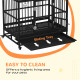 PawHut 43&quot; Heavy Duty Dog Crate on Wheels, with Removable Tray, Openable Top