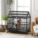 PawHut 48&quot; Heavy Duty Dog Crate on Wheels, with Removable Tray, Openable Top, for L, XL Dogs - Black