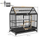 PawHut 48&quot; Heavy Duty Dog Crate on Wheels, with Removable Tray, Openable Top, for L, XL Dogs - Black