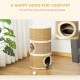 PawHut Cat Scratching Barrel Kitten Tree Tower for Indoor Cats Pet Furniture Climbing Frame Covered with Sisal and Seaweed Rope 